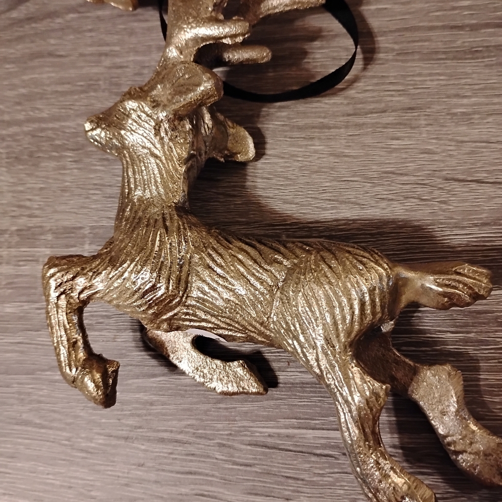 Gold Reindeer Holiday Ornaments Set Of 3 - Picture 2 of 3
